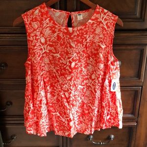 Old Navy Sz M Woodland forest orange print top NWT